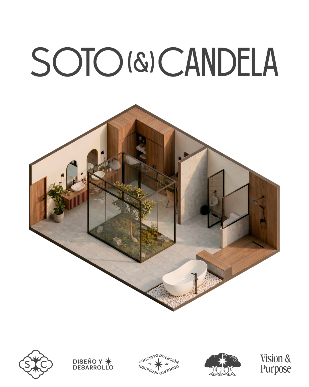 Visualización isométrica de baño